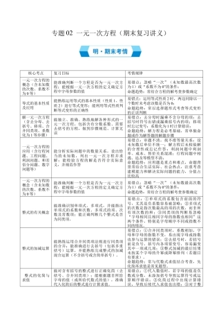 七年级数学上册（北京版）专题02 一元一次方程（期末复习讲义）（解析版）.docx