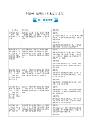 七年级数学上册（北京版）专题01 有理数（期末复习讲义）（解析版）.docx