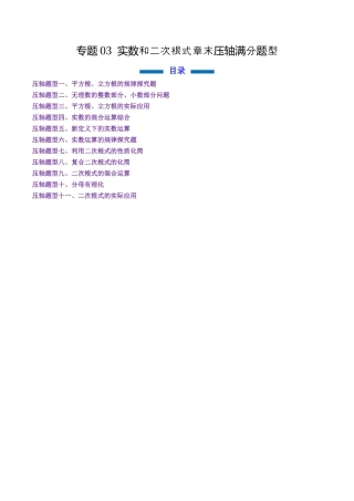 八年级数学上册（北京版）单元知识复习-专题03 实数和二次根式章末压轴满分题型（专项训练）（学生版）.docx