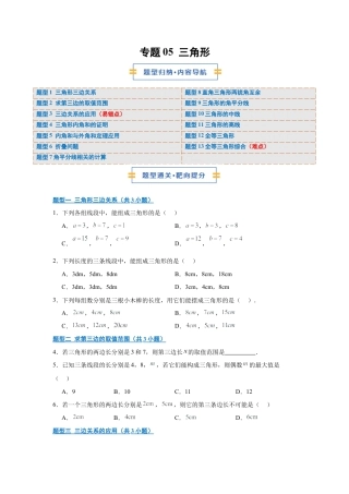 八年级数学上学期（北京版）期末模拟卷-专题05 三角形（期中专项训练）（学生版）.docx