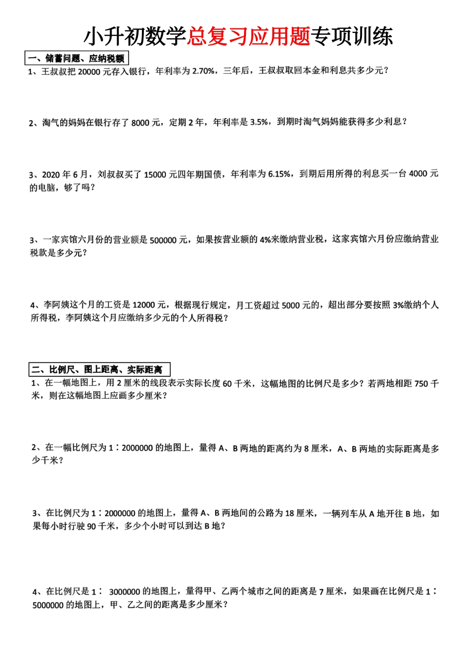 2026年小升初数学【总复习应用题】.pdf_第1页