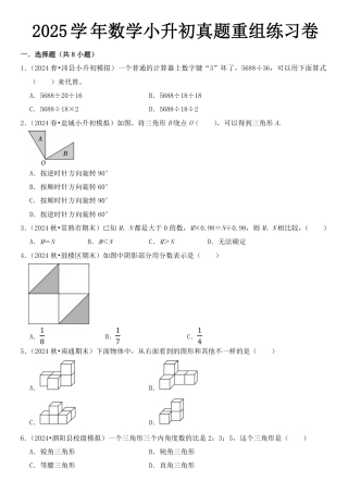 2026年小升初数学【2025学年真题重组练习卷】.pdf