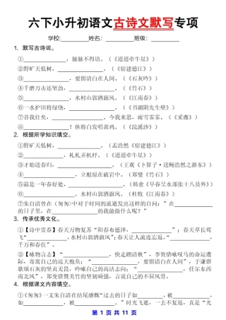 小升初语文古诗文默写专项.pdf