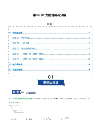 （含解析）第06讲 力的合成与分解（专项训练）（全国通用）2026年高考物理一轮复习讲练测.docx