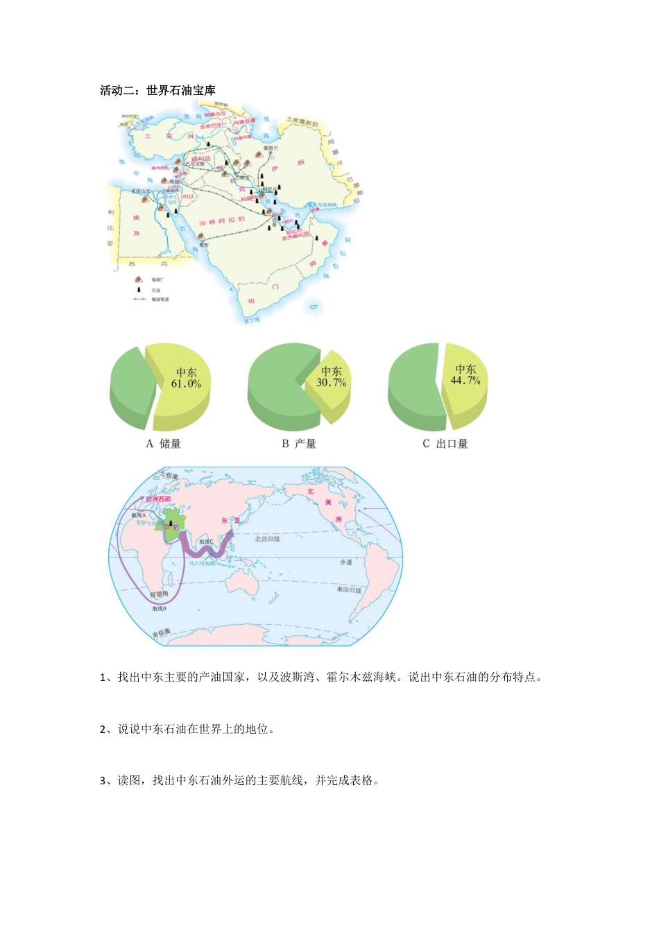人教版七年级下册第八章第一节中东导学案.doc_第2页