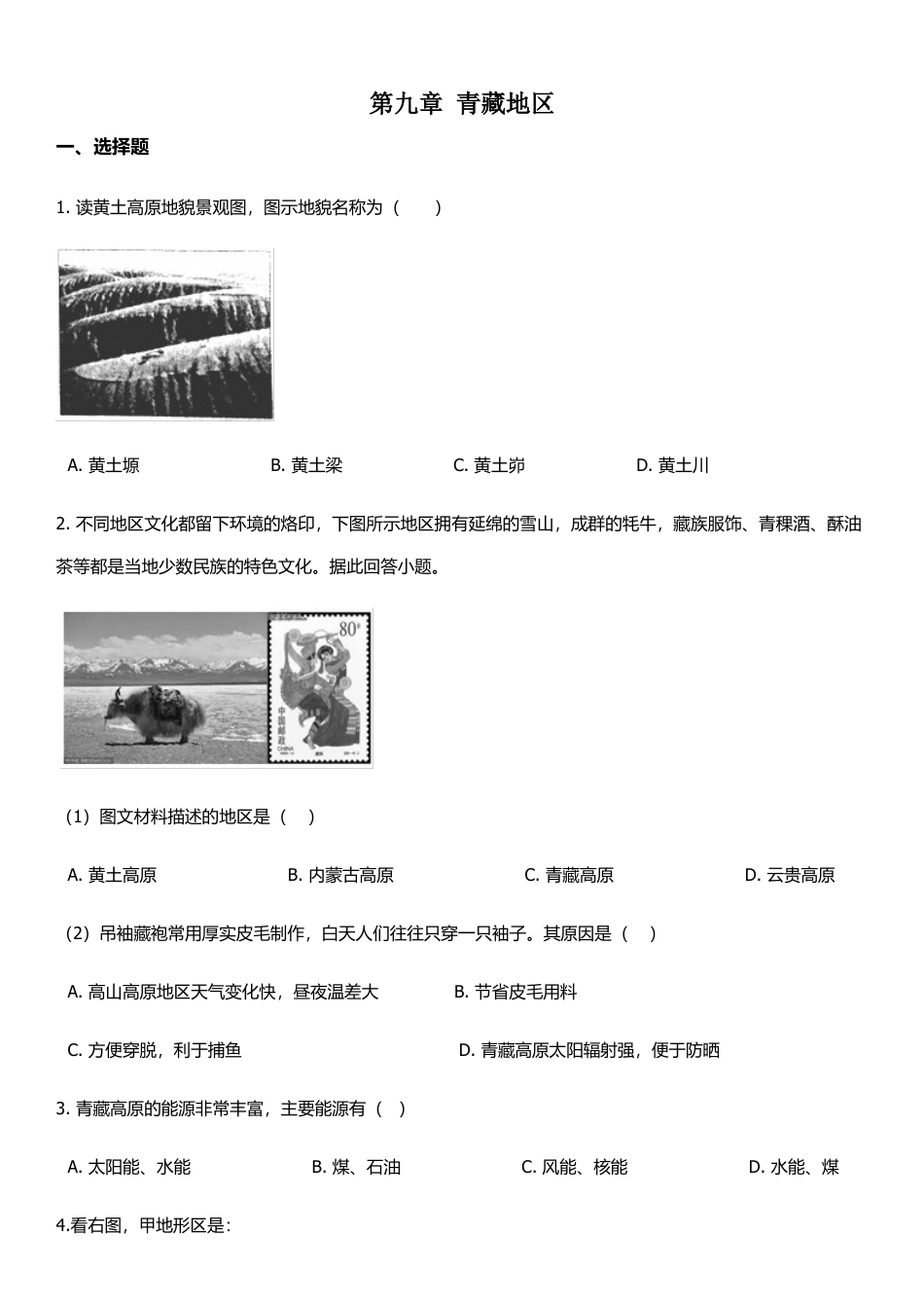 人教版八年级下册地理单元培优卷:第九章青藏地区(含答案).docx_第1页