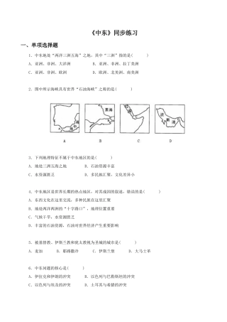 《中东》同步练习3-人教版初中地理.doc