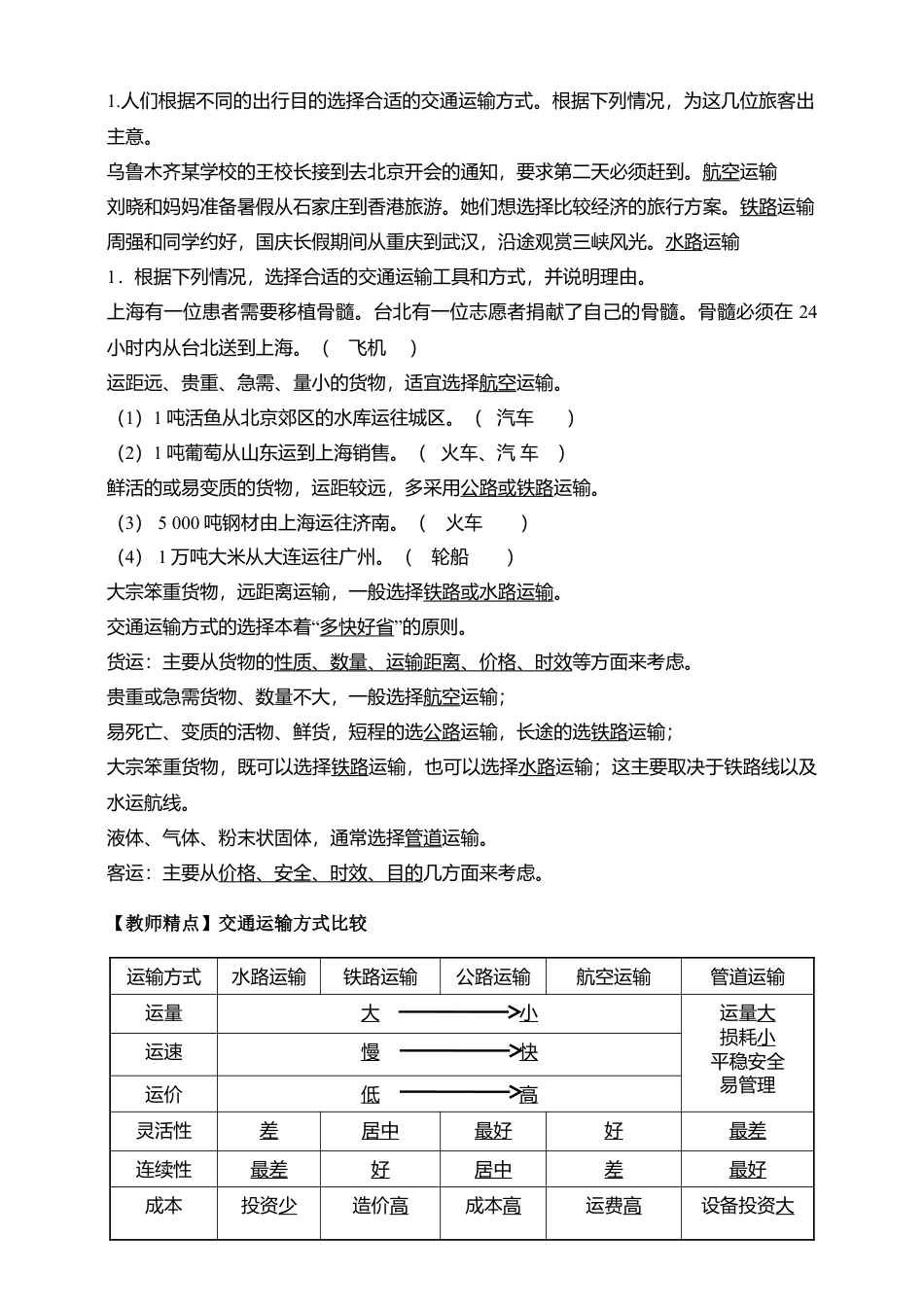 《交通运输》导学案-教师版-人教版初中地理.doc_第2页