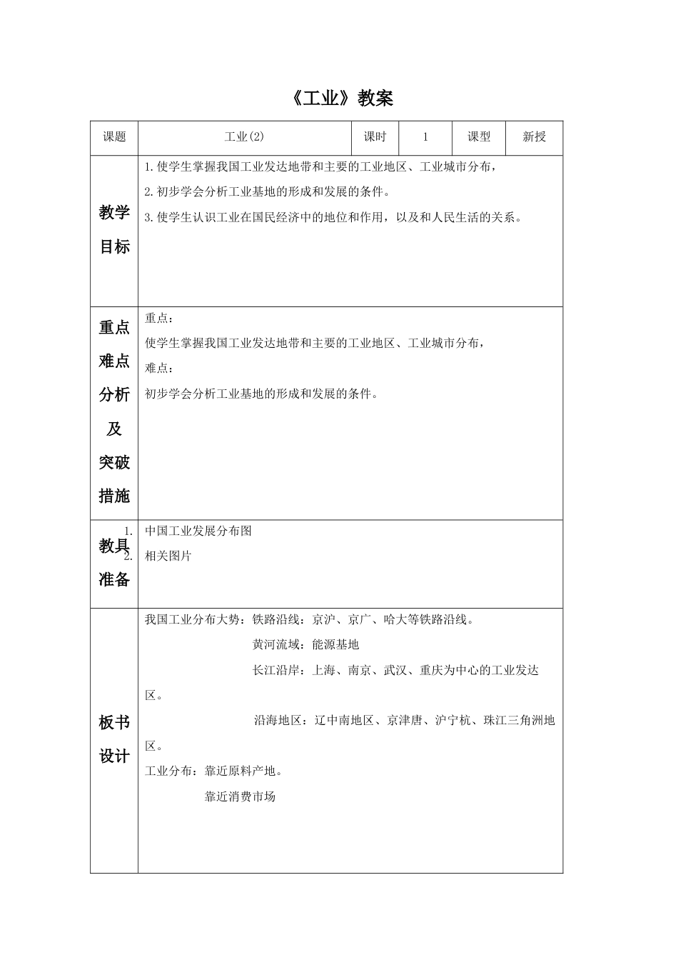 《工业》教案6-人教版初中地理.doc_第1页