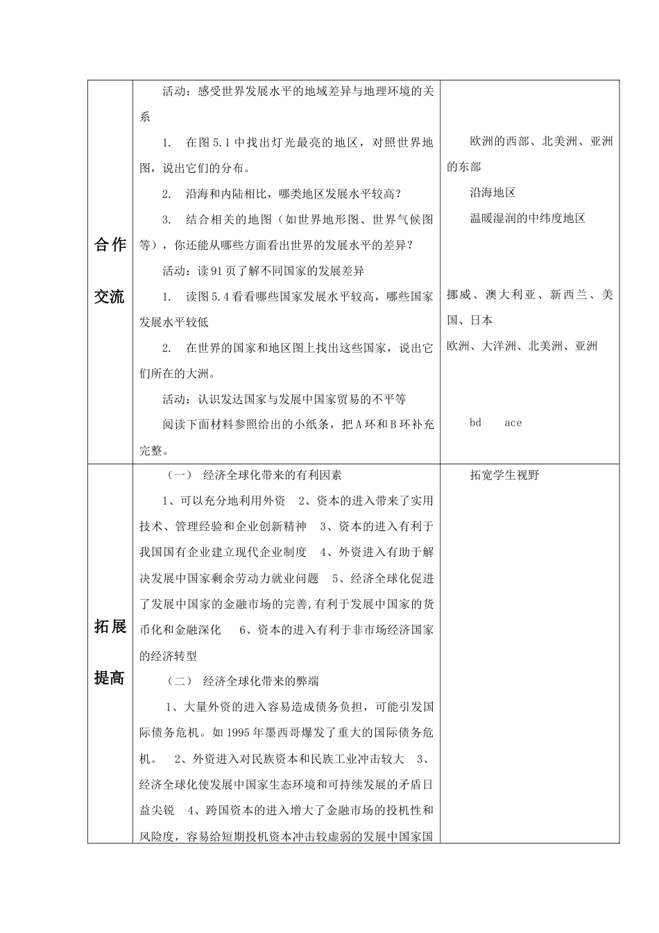 《第五章 发展与合作》教案-人教版初中地理.doc_第2页
