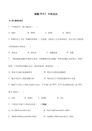 课题10.2.1 中和反应-九年级化学下册同步分层作业（人教版）.doc
