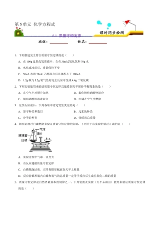 5.1 质量守恒定律（原版试卷）-九年级化学上册课时同步练（人教版）.doc