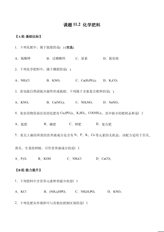 课题11.2 化学肥料-九年级化学下册同步分层作业（人教版）.doc