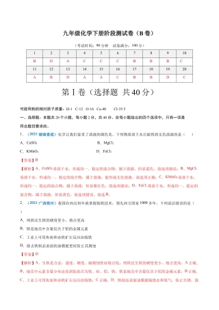 初三化学练习试卷-阶段测试卷（B卷）（人教版）（含答案解析）.doc