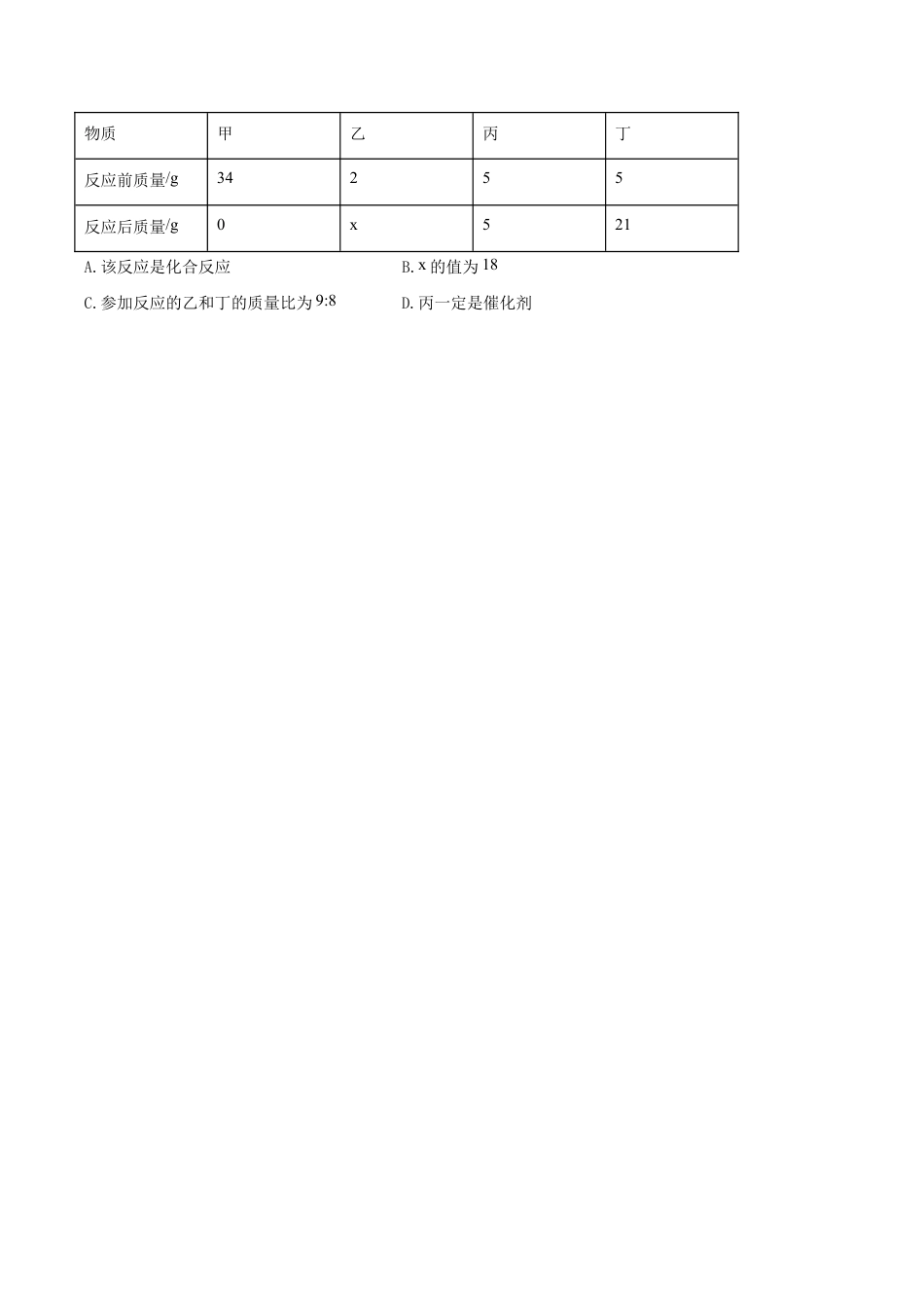 第五单元 化学方程式单元测试卷(A卷基础篇)(原版试卷)-九年级化学上册同步单元AB卷(人教版).doc_第2页