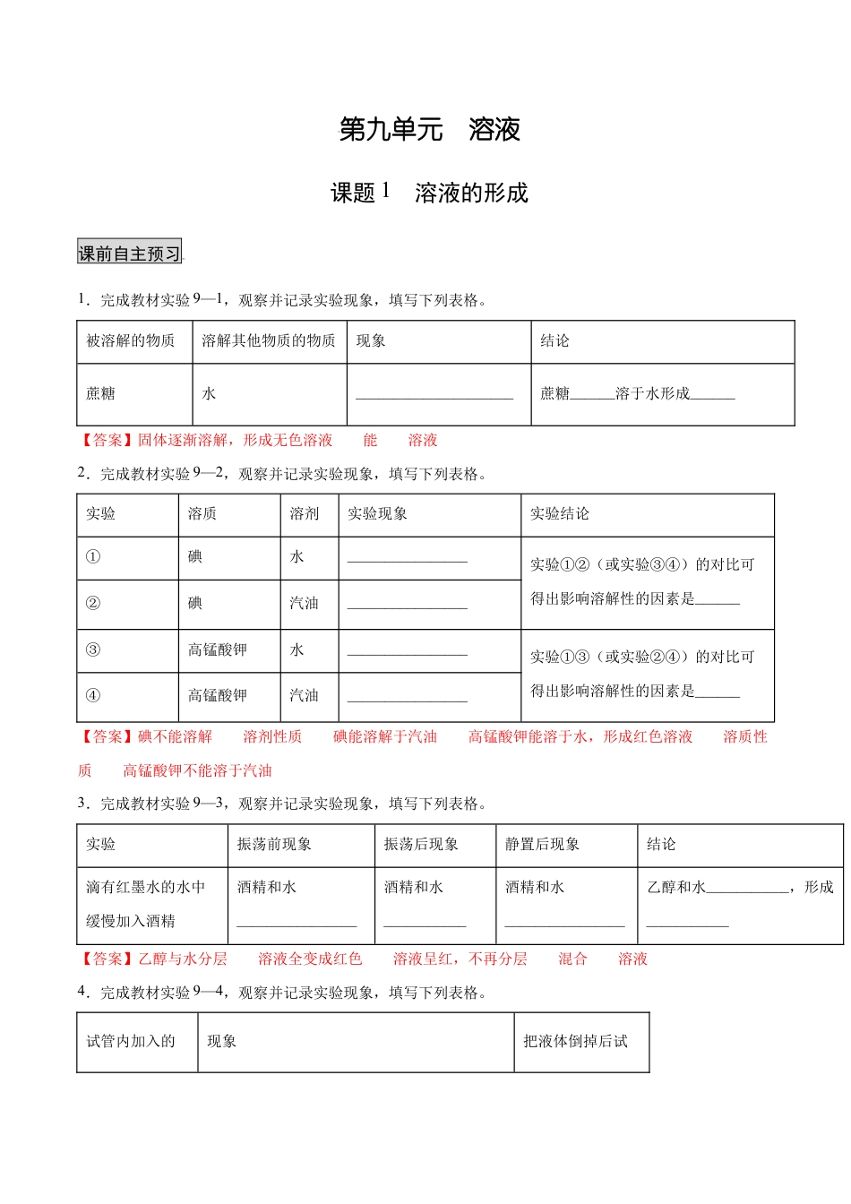初三化学练习试卷-9.1溶液的形成(人教版)(含答案解析).docx_第1页