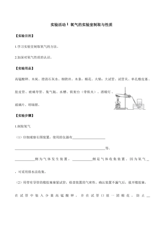 实验活动1  氧气的实验室制取与性质-九年级化学上册同步分层作业（人教版）.doc