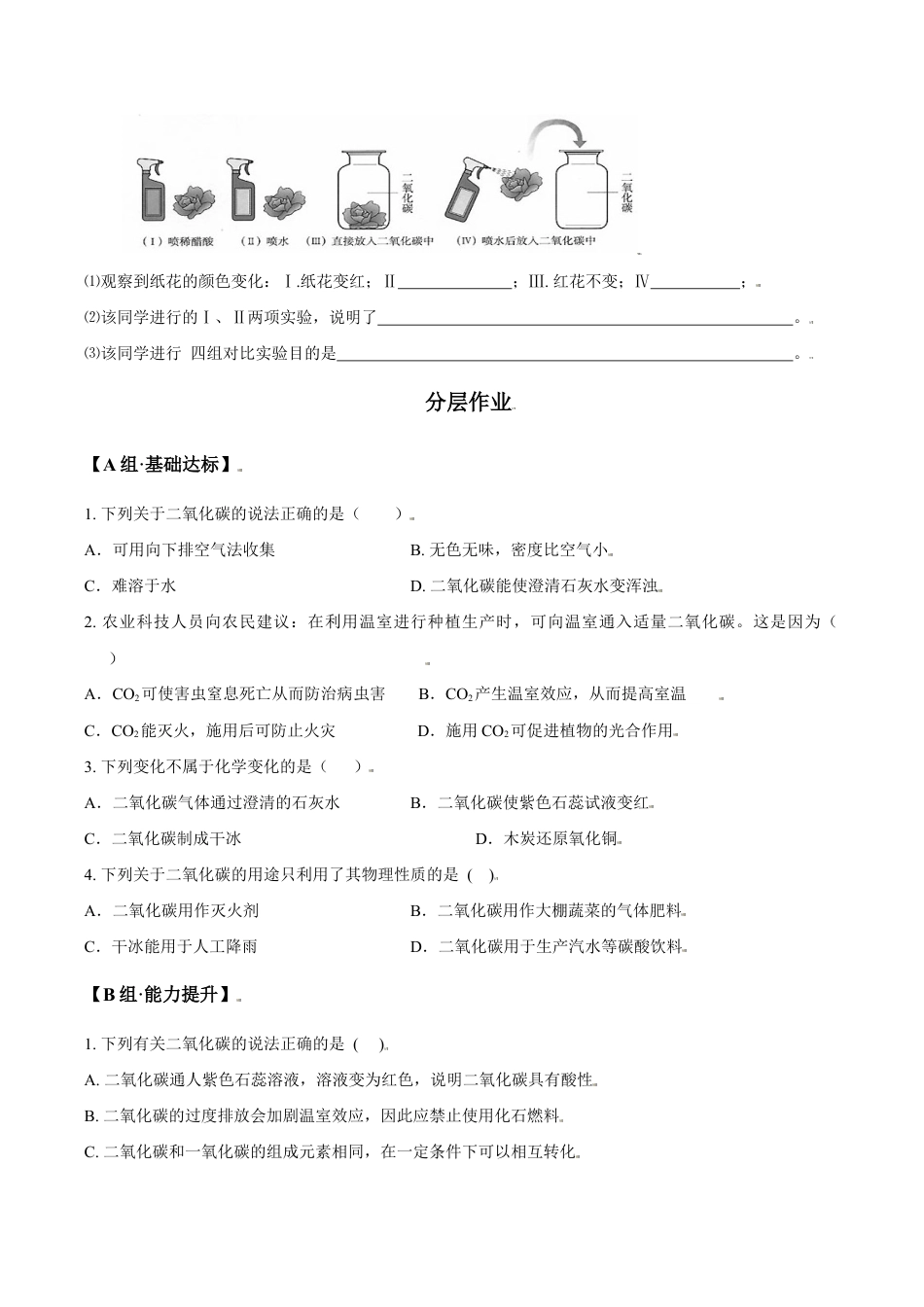 课题6.3.1 二氧化碳-九年级化学上册同步分层作业(人教版).doc_第3页