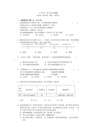 第2单元夏商周时期-早期国家的产生与社会变革检测题（含答案）.doc