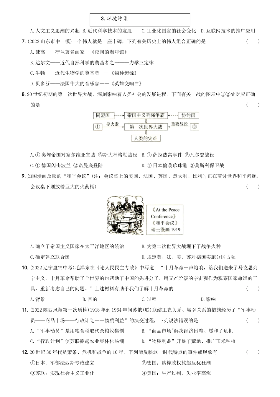 【16】期末素养综合测试(二)-九年级历史下册最新命题导向测试(部编版)_new.docx_第2页