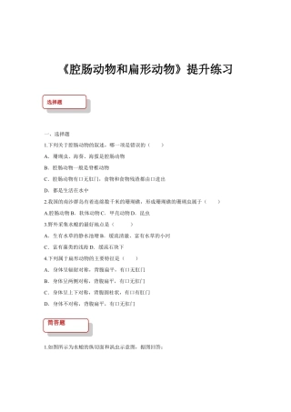 【提升练习】《腔肠动物和扁形动物》（生物人教八年级上册）.doc