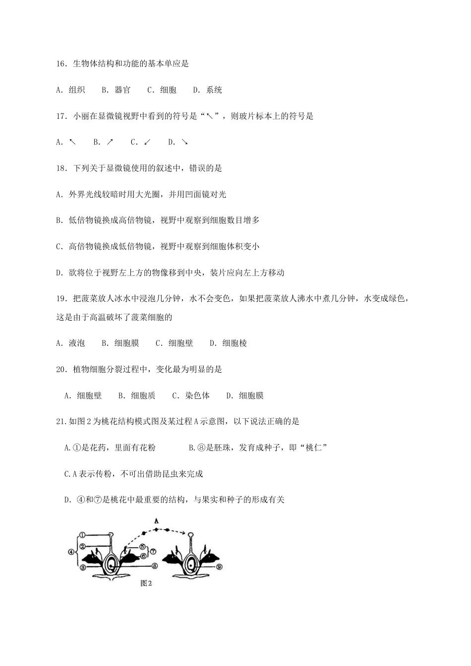 03、七年级生物上学期期末考试试题.doc_第3页