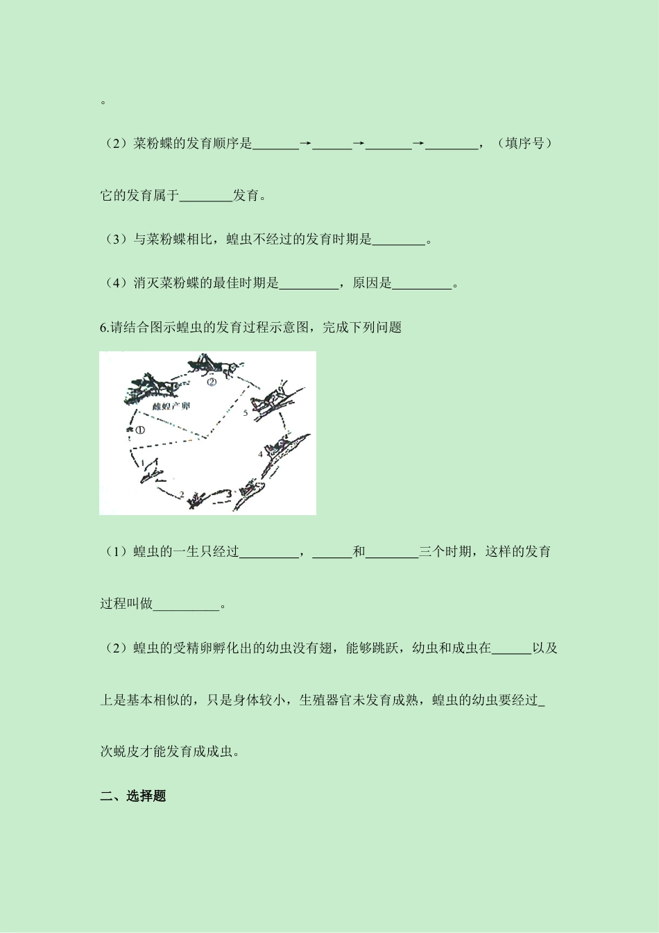 人教版生物八年级下册《昆虫的生殖和发育》同步练习.doc_第2页