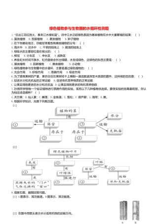 人教生物七年级上-3.3 绿色植物参与生物圈的水循环 同步练习.doc