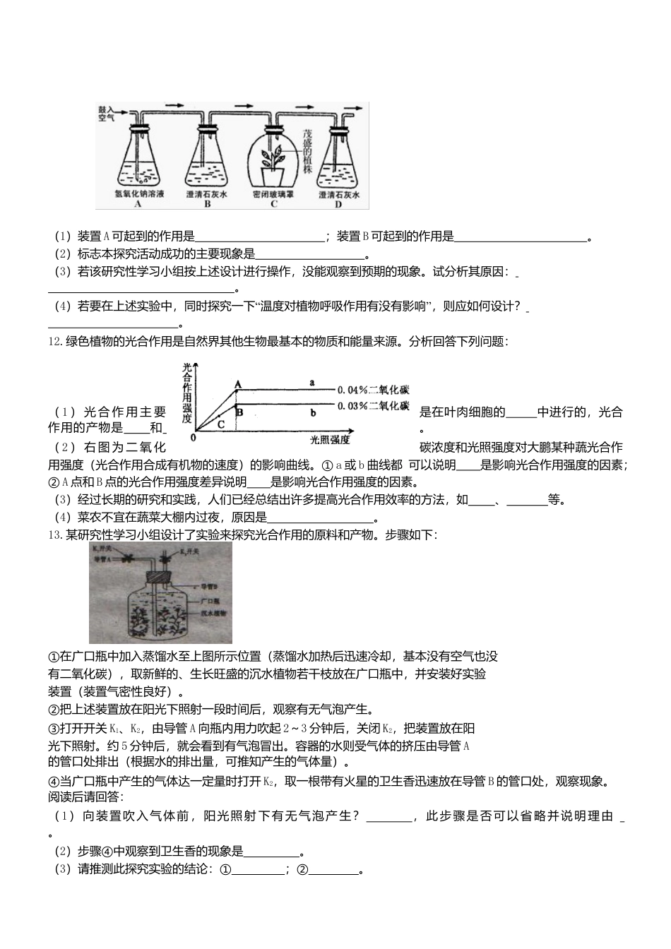 人教生物七年级上-3.5 绿色植物与生物圈中碳_氧平衡 同步练习.doc_第2页