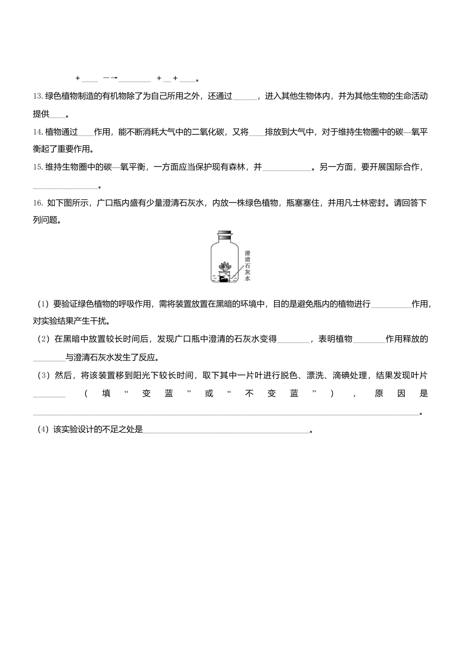 人教生物七年级上-3.5.2 绿色植物的呼吸作用 同步练习.doc_第2页