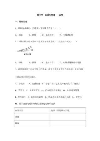 生物七年级下册-《血流的管道——血管》同步练习.doc