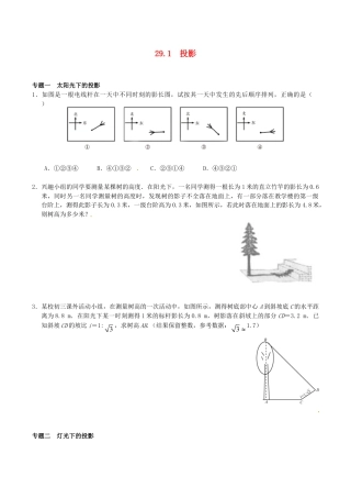 人教版数学九年级下册29.1 投影同步练习3 新人教版.doc