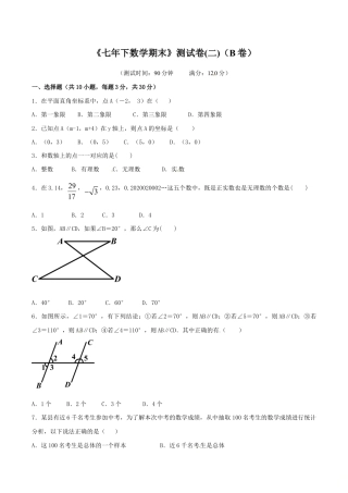 人教版数学七年级下册-期末测试卷02（B卷）.doc