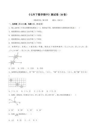 人教版数学七年级下册-期中测试卷（B卷）.doc