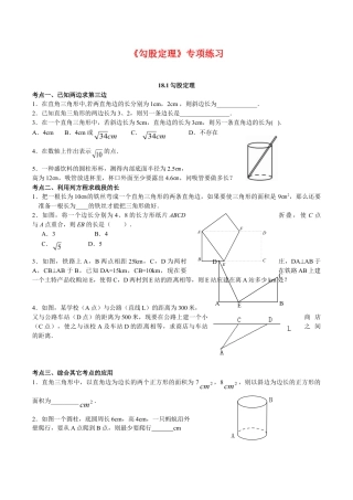 人教版数学八年级下册18.2《勾股定理》专项练习.doc