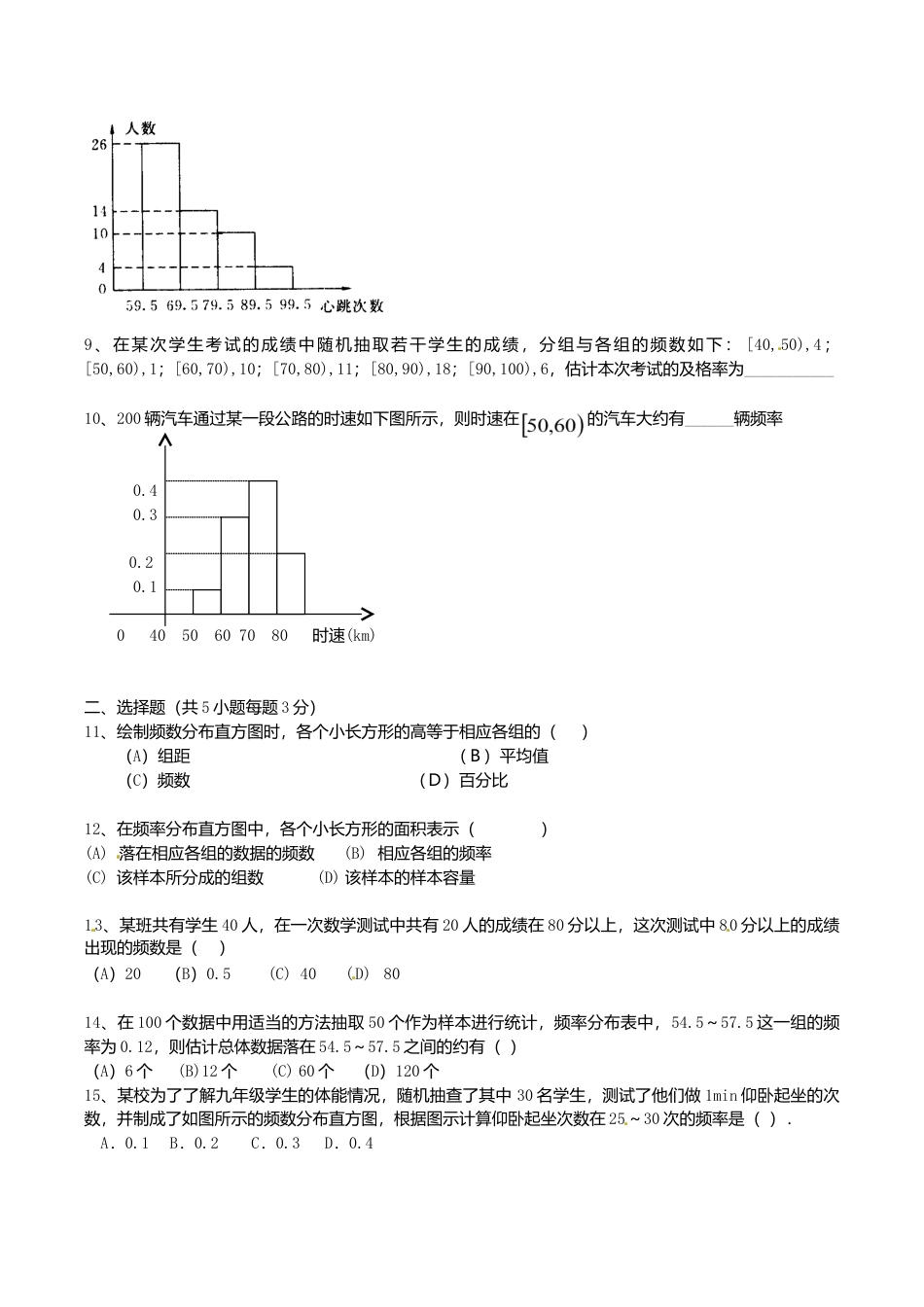 人教版数学七年级下册-10.2 直方图 检测题3.doc_第2页