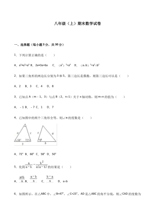 八年级上期末数学试卷09.doc
