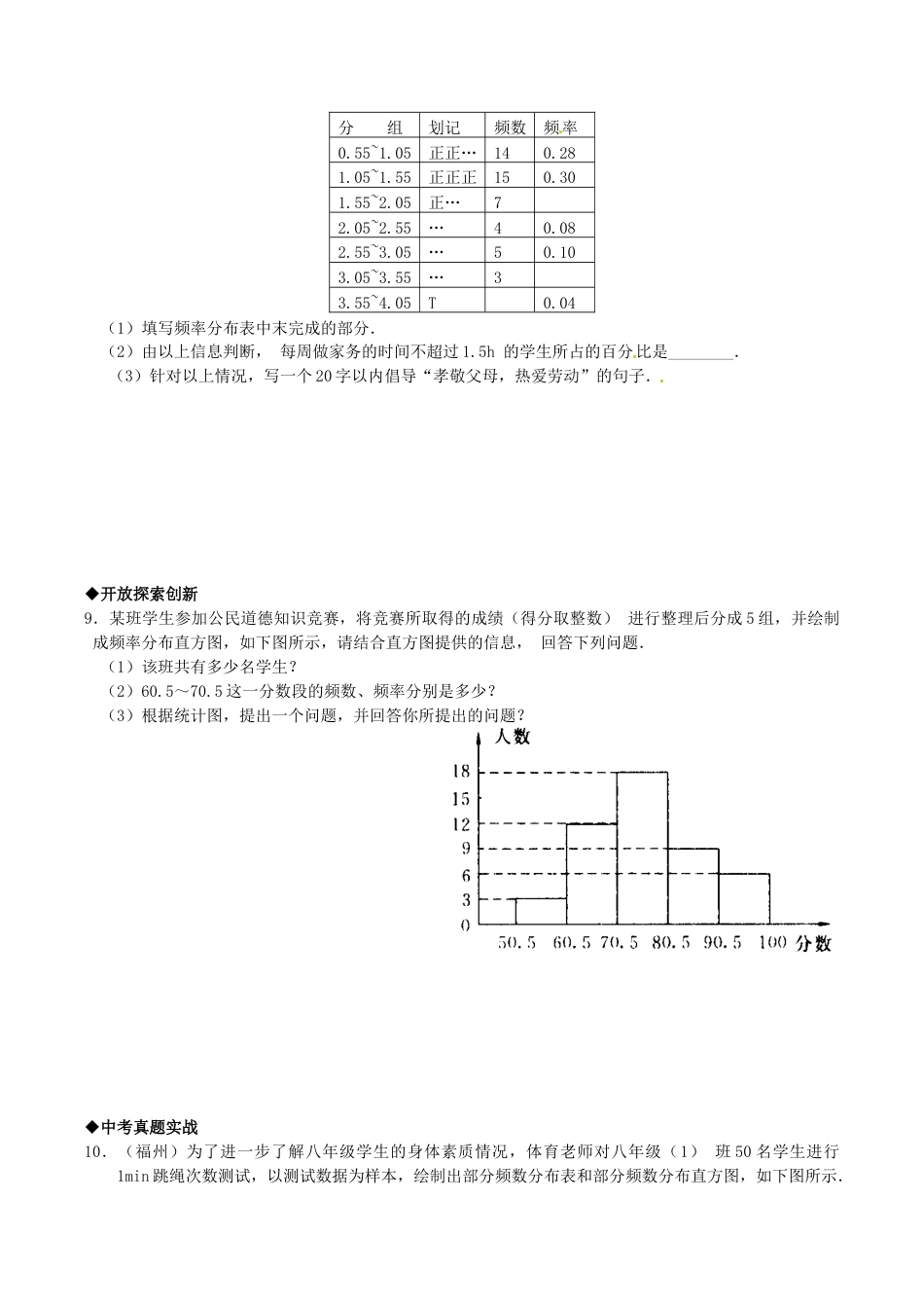 人教版数学七年级下册-10.2 直方图 检测题2.doc_第3页