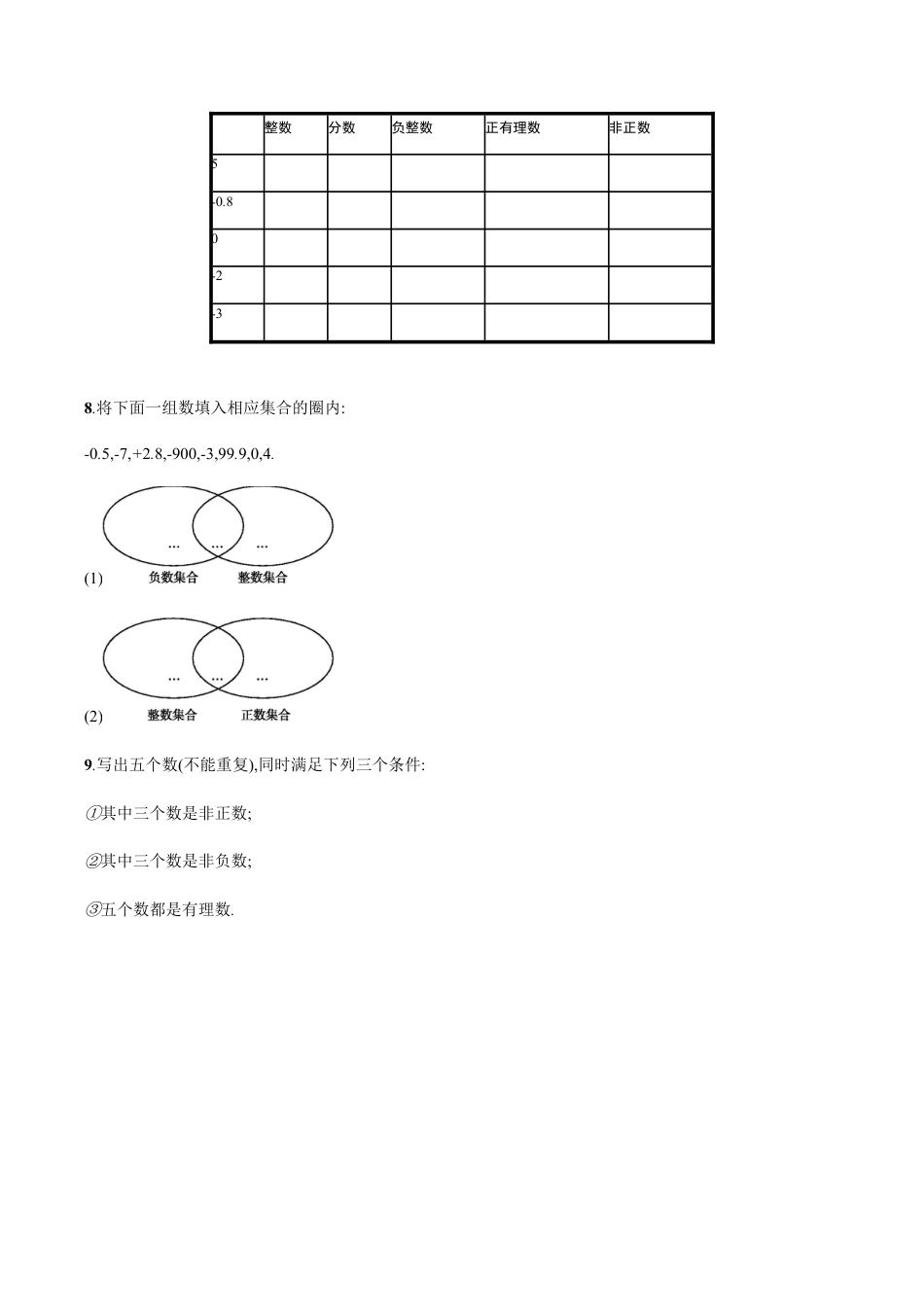 【人教版】七上:1.2.1《有理数》课时练习(含答案).doc_第2页