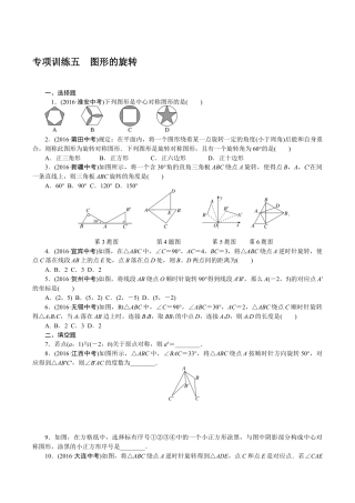 人教版数学九年级下册专项训练五　图形的旋转.doc