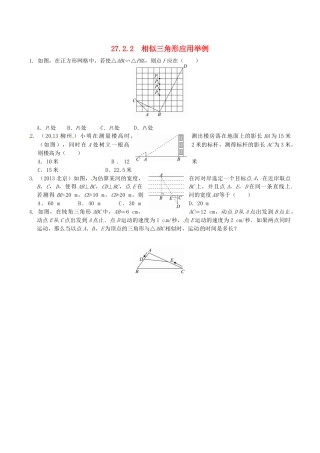 人教版数学九年级下册27.2.2 相似三角形应用举例同步练习 新人教版.doc