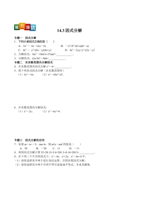 人教版数学八年级上册-【能力培优】14.3因式分解（含答案）.doc