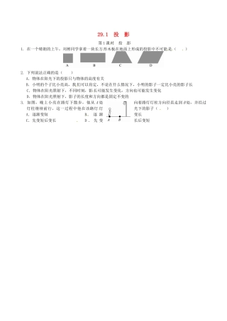 人教版数学九年级下册29.1 投影同步练习2 新人教版.doc