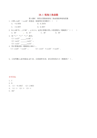 人教版数学九年级下册28.1 锐角三角函数同步练习4 新人教版.doc