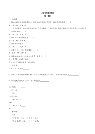 人教版七年级数学上册：1.3.1有理数的加法  同步测试题.doc
