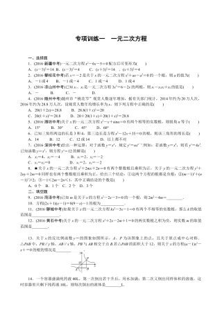 人教版数学九年级下册专项训练一　一元二次方程.doc