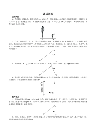 人教版数学八年级上册-13.4 课题学习　最短路径问题 课后训练.doc