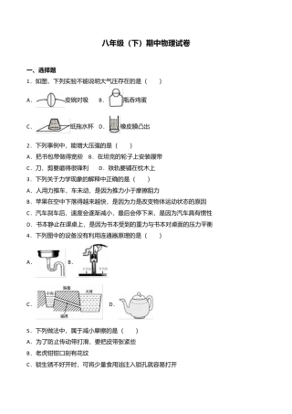 06、八年级（下）期中物理试卷（附答案解析版）.doc