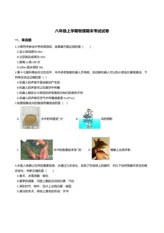 10、八年级上学期物理期末考试试卷（附答案解析版）.doc