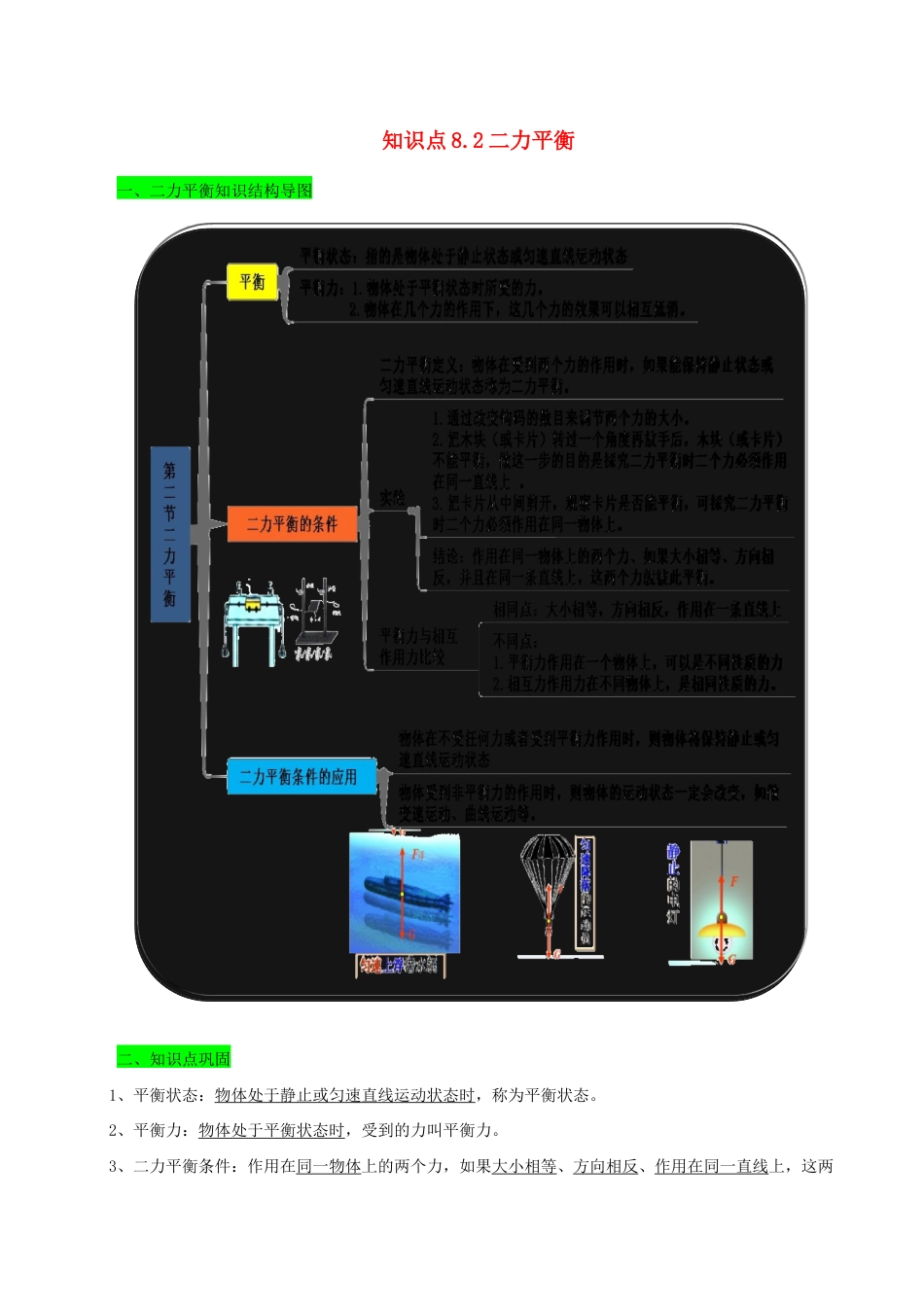 八年级物理下册8.2二力平衡期末复习-解析版.docx_第1页